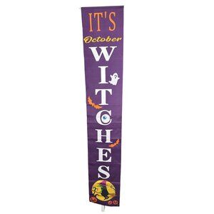Lot of 2 Halloween Vinyl Wall Hangings‎ Purple Holiday Witches FLAW